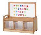 Kast B90 x D40 x H80 cm Esdoorn met Whiteboard en 3 Bakken Tangara Groothandel Kinderopvang en kinderdagverblijf inrichting01